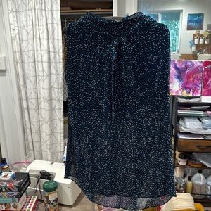 Zara Blue polka dot pleated semi sheer midi skirt with shorts lining. Medium
